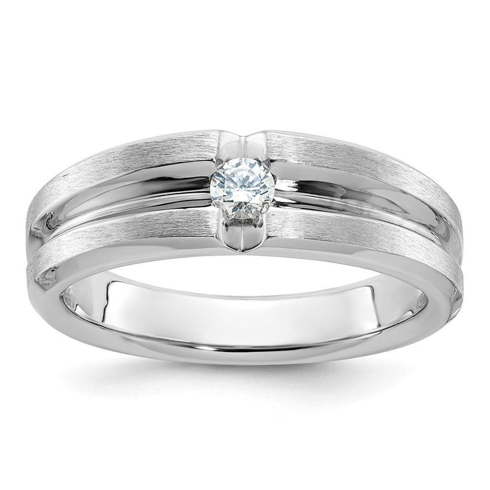 14k White Gold Men's Polished and Satin Diamond Ring Mounting