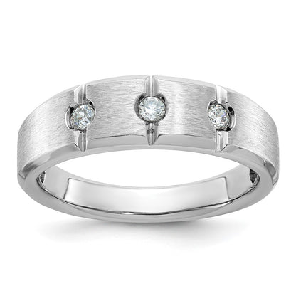 14k White Gold Men's Polished and Satin Diamond Ring Mounting