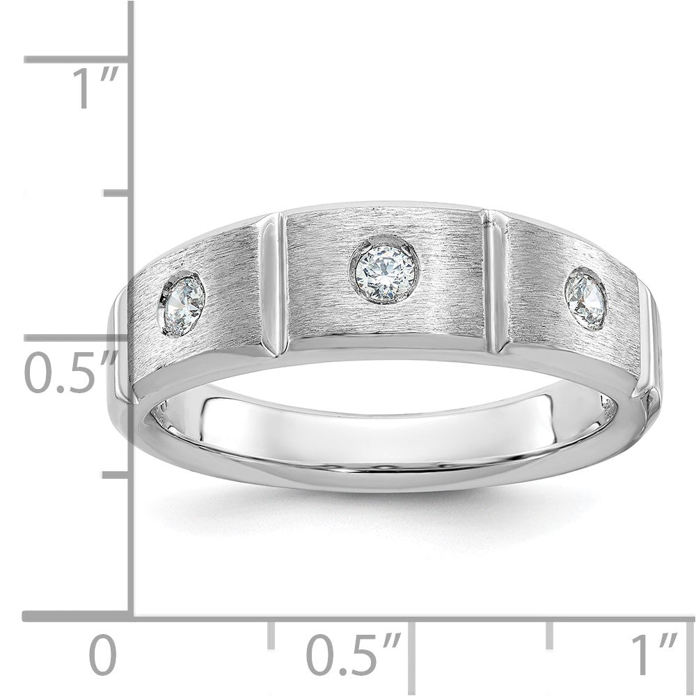 14k White Gold Men's Polished and Satin Diamond Ring Mounting
