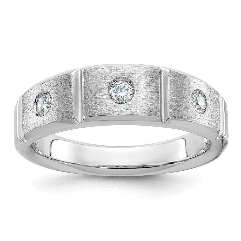 14k White Gold Men's Polished and Satin Diamond Ring Mounting