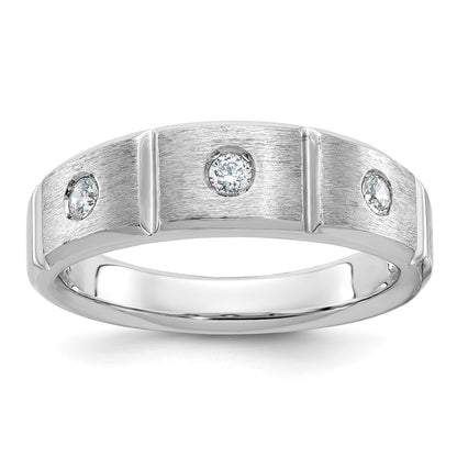 14k White Gold Men's Polished and Satin Diamond Ring Mounting