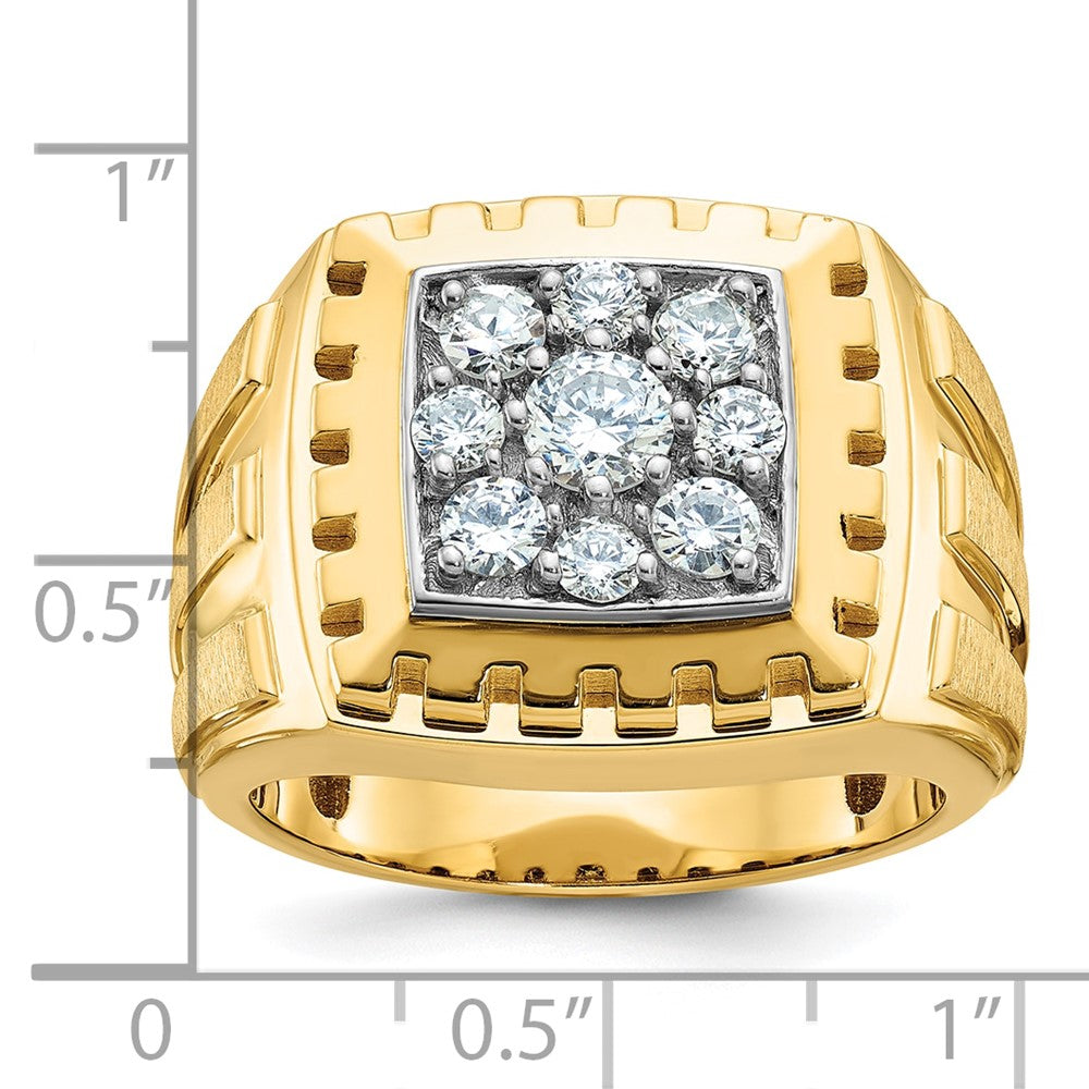 14k Two-tone Gold Men's Polished and Satin Diamond Ring Mounting