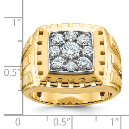14k Two-tone Gold Men's Polished and Satin Diamond Ring Mounting