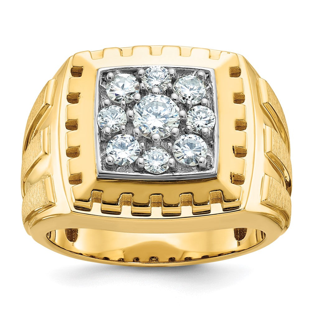 14k Two-tone Gold Men's Polished and Satin Diamond Ring Mounting