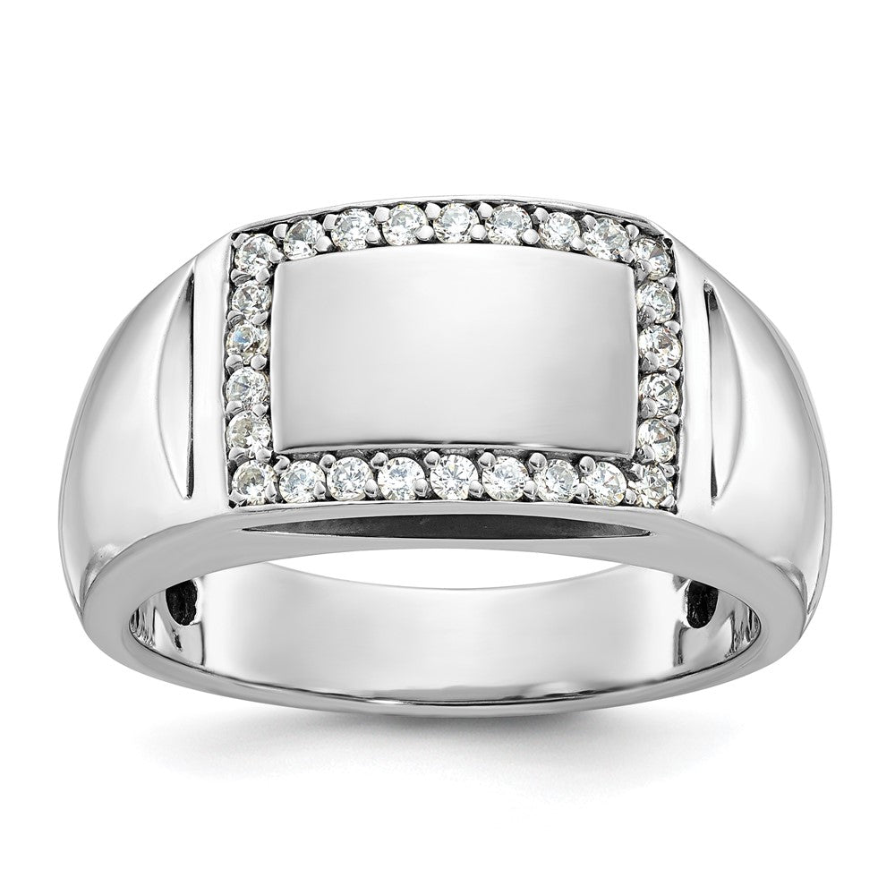 14k White Gold Men's Polished and Satin Diamond Ring Mounting
