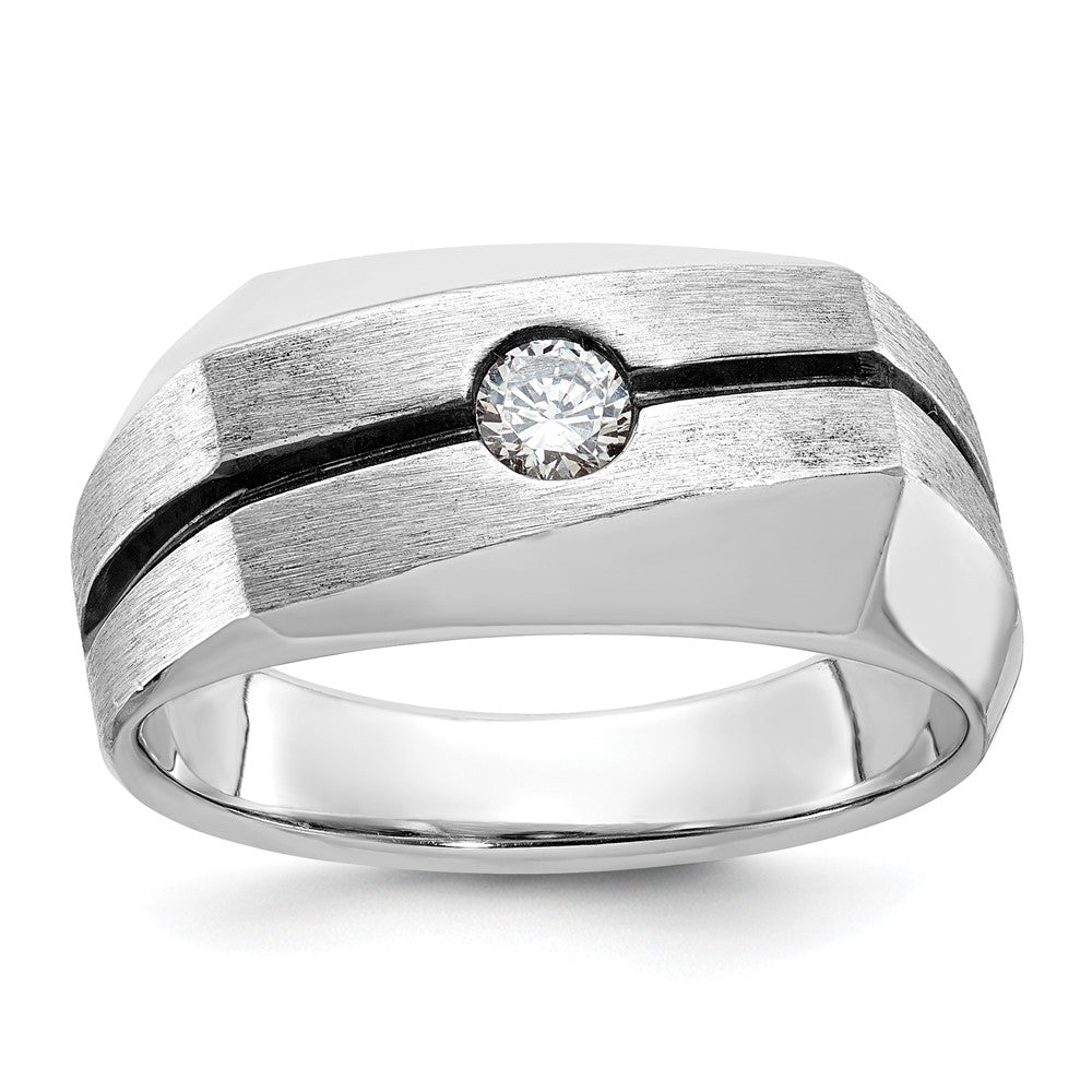 14k White Gold Men's Polished and Satin Diamond Ring Mounting