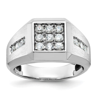 14k White Gold Men's Polished and Satin Diamond Ring Mounting