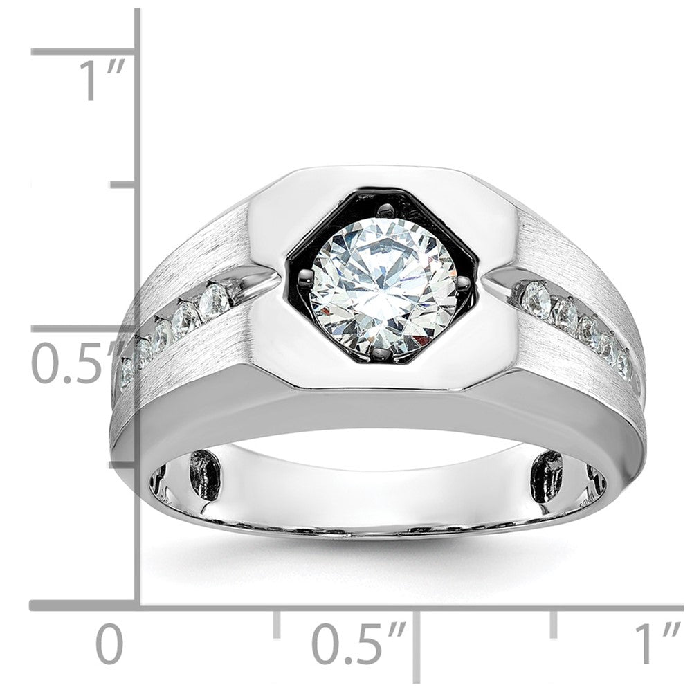 14k White Gold Men's Polished and Satin Diamond Ring Mounting