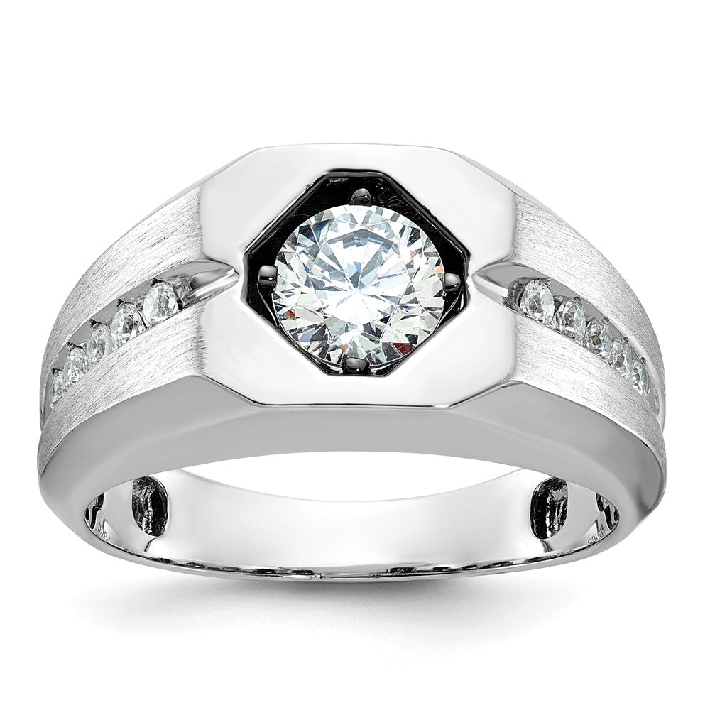 14k White Gold Men's Polished and Satin Diamond Ring Mounting
