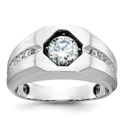 14k White Gold Men's Polished and Satin Diamond Ring Mounting