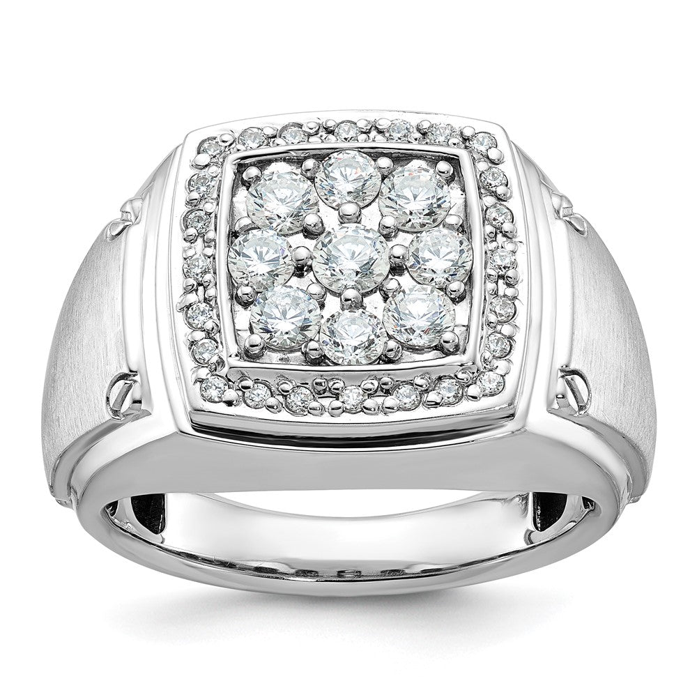 14k White Gold Men's Polished and Satin Diamond Ring Mounting