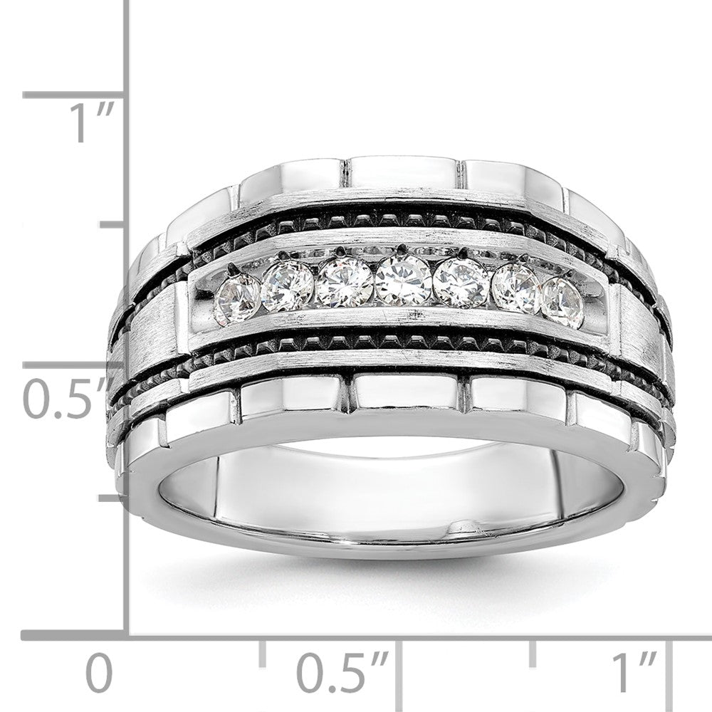 14k White Gold Men's Polished and Satin Diamond Ring Mounting