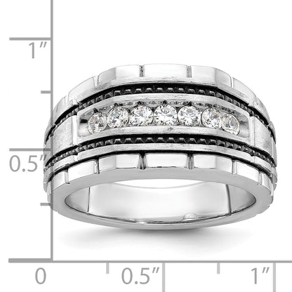 14k White Gold Men's Polished and Satin Diamond Ring Mounting