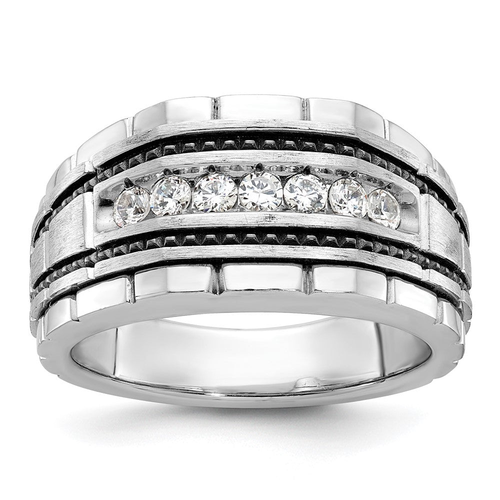 14k White Gold Men's Polished and Satin Diamond Ring Mounting