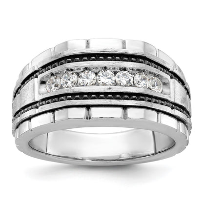 14k White Gold Men's Polished and Satin Diamond Ring Mounting