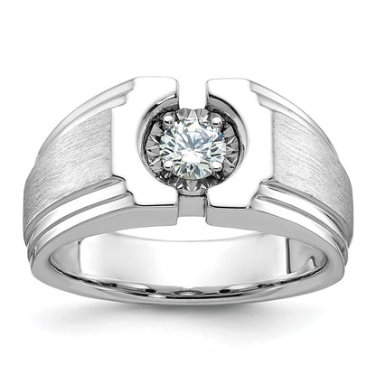 14k White Gold Men's Polished and Satin Diamond Ring Mounting
