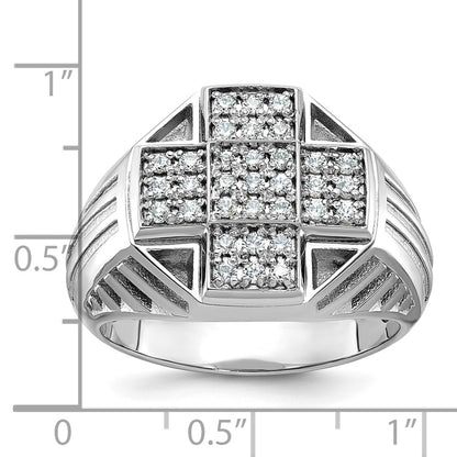 14k White Gold Men's Polished and Satin Diamond Ring Mounting