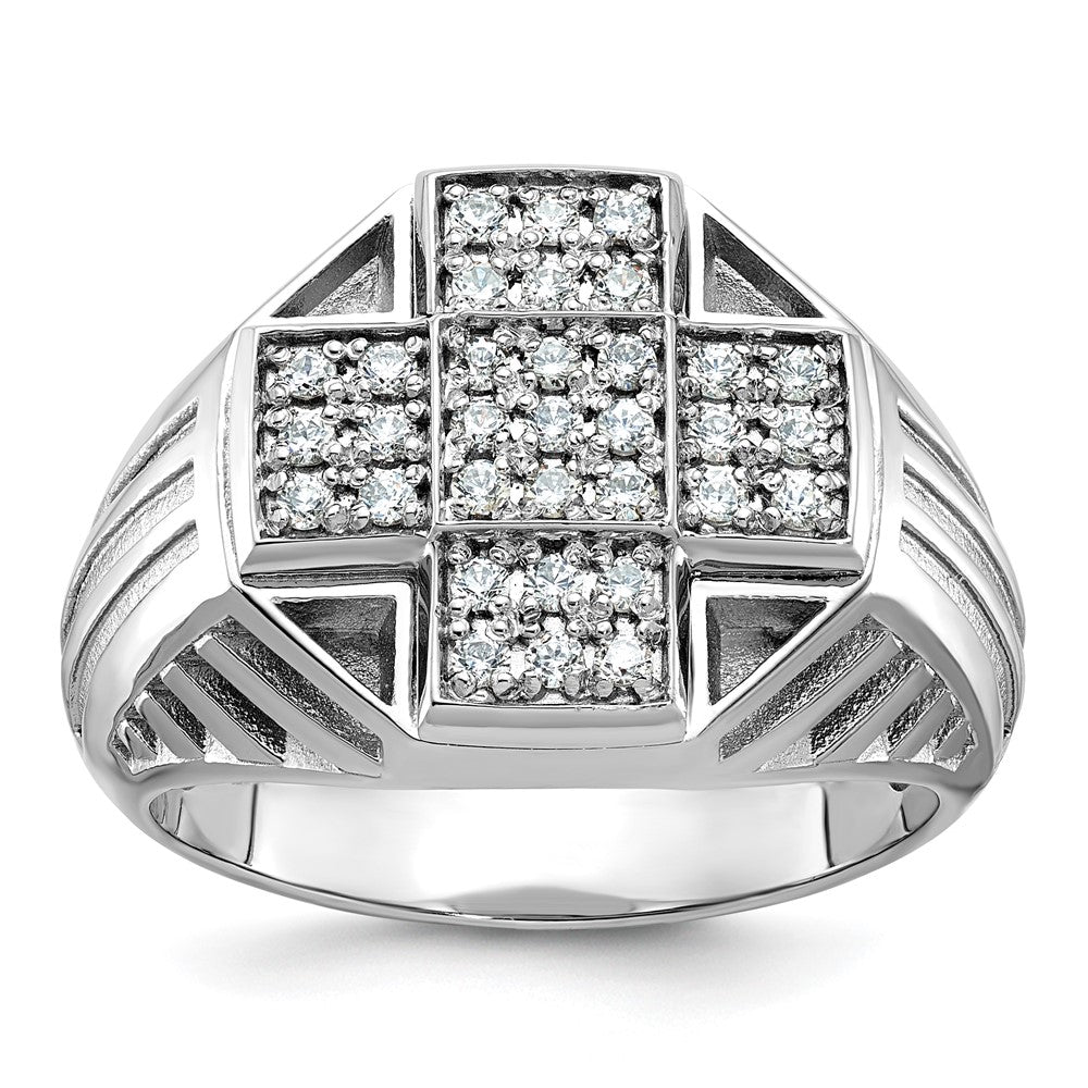 14k White Gold Men's Polished and Satin Diamond Ring Mounting