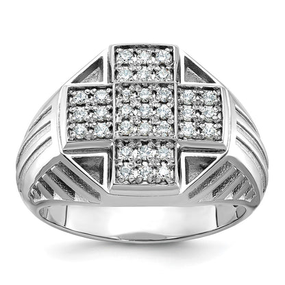 14k White Gold Men's Polished and Satin Diamond Ring Mounting