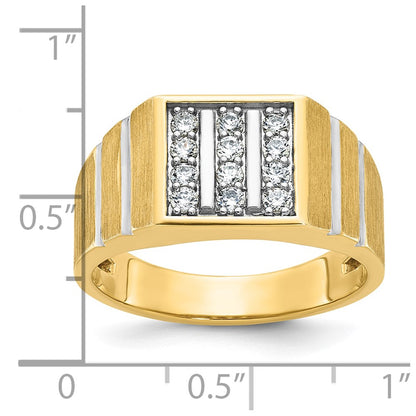 14k Yellow u0026 Rhodium Gold with White Rhodium Men's Satin 1/3 carat Diamond Complete Ring