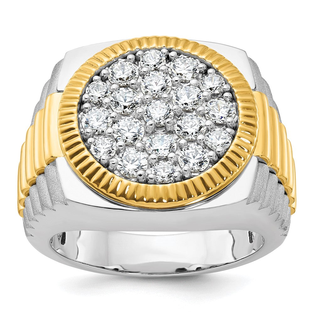 14k Two-tone Gold Men's Polished and Satin Diamond Ring Mounting
