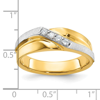 14k Two-tone Gold Men's Polished and Satin Diamond Ring Mounting