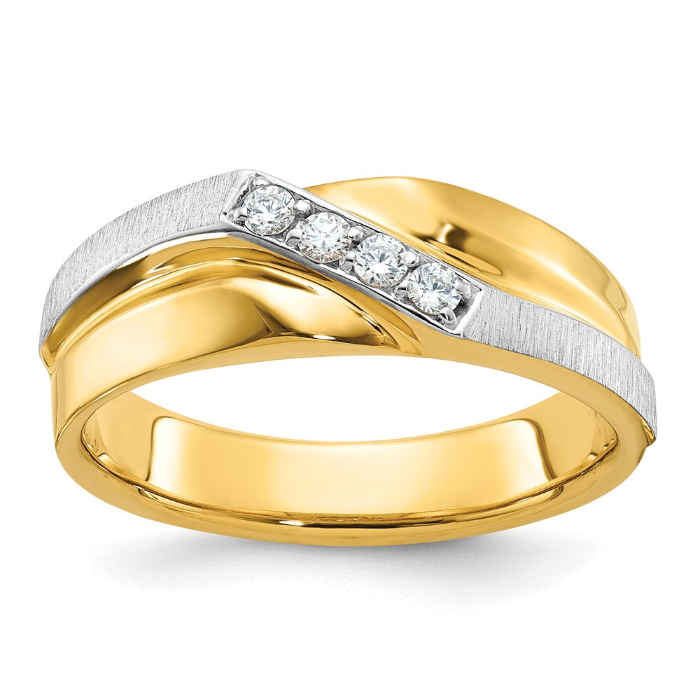 14k Two-tone Gold Men's Polished and Satin Diamond Ring Mounting