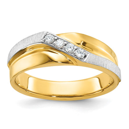 14k Two-tone Gold Men's Polished and Satin Diamond Ring Mounting