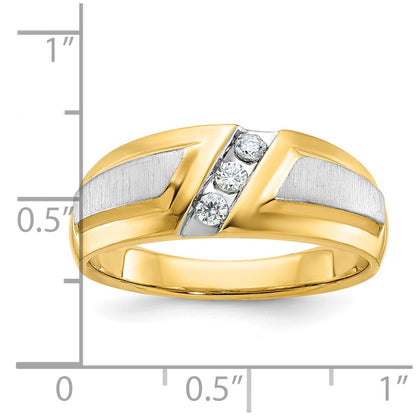 14k Two-tone Gold Men's Polished and Satin Diamond Ring Mounting