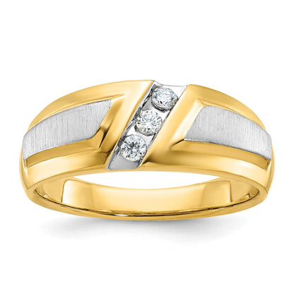 14k Two-tone Gold Men's Polished and Satin Diamond Ring Mounting