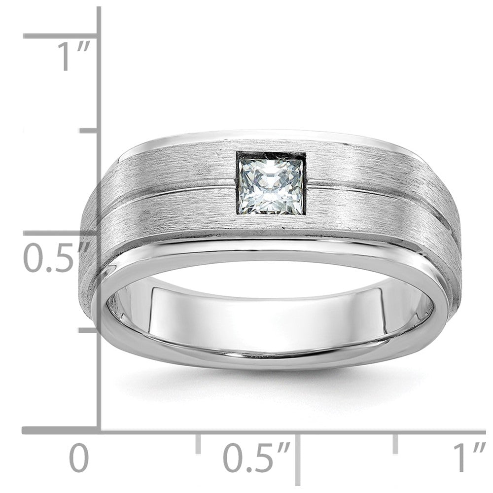 14k White Gold Men's Polished and Satin Diamond Ring Mounting