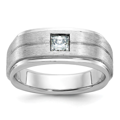 14k White Gold Men's Polished and Satin Diamond Ring Mounting