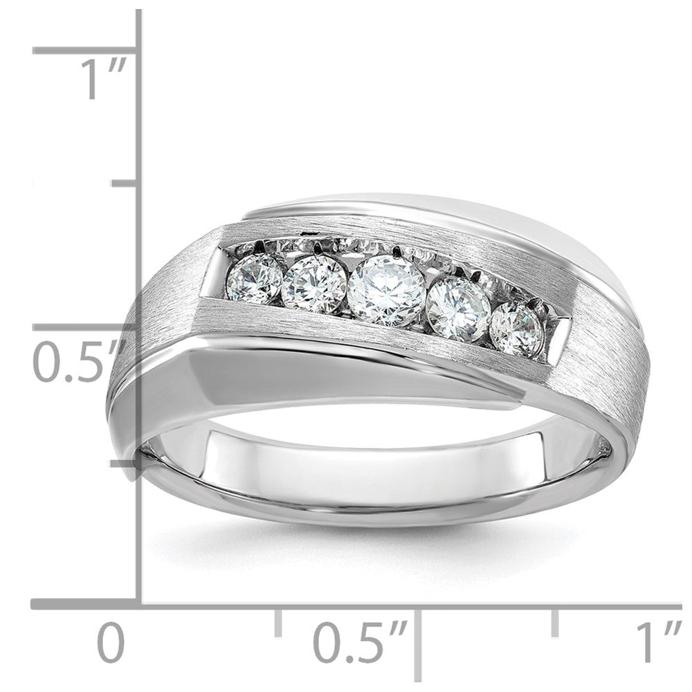 14k White Gold Men's Polished and Satin Diamond Ring Mounting