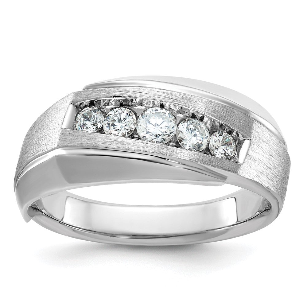 14k White Gold Men's Polished and Satin Diamond Ring Mounting