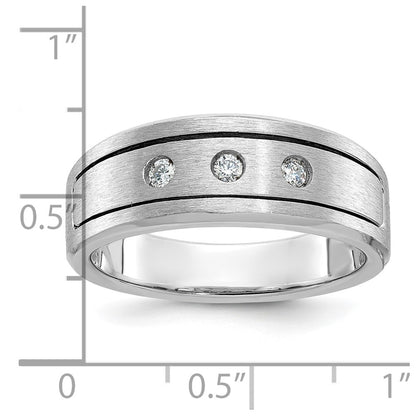 14k White Gold Men's Polished and Satin Diamond Ring Mounting