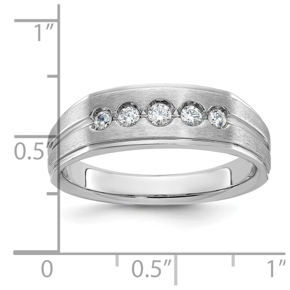 14k White Gold Men's Polished and Satin Diamond Ring Mounting