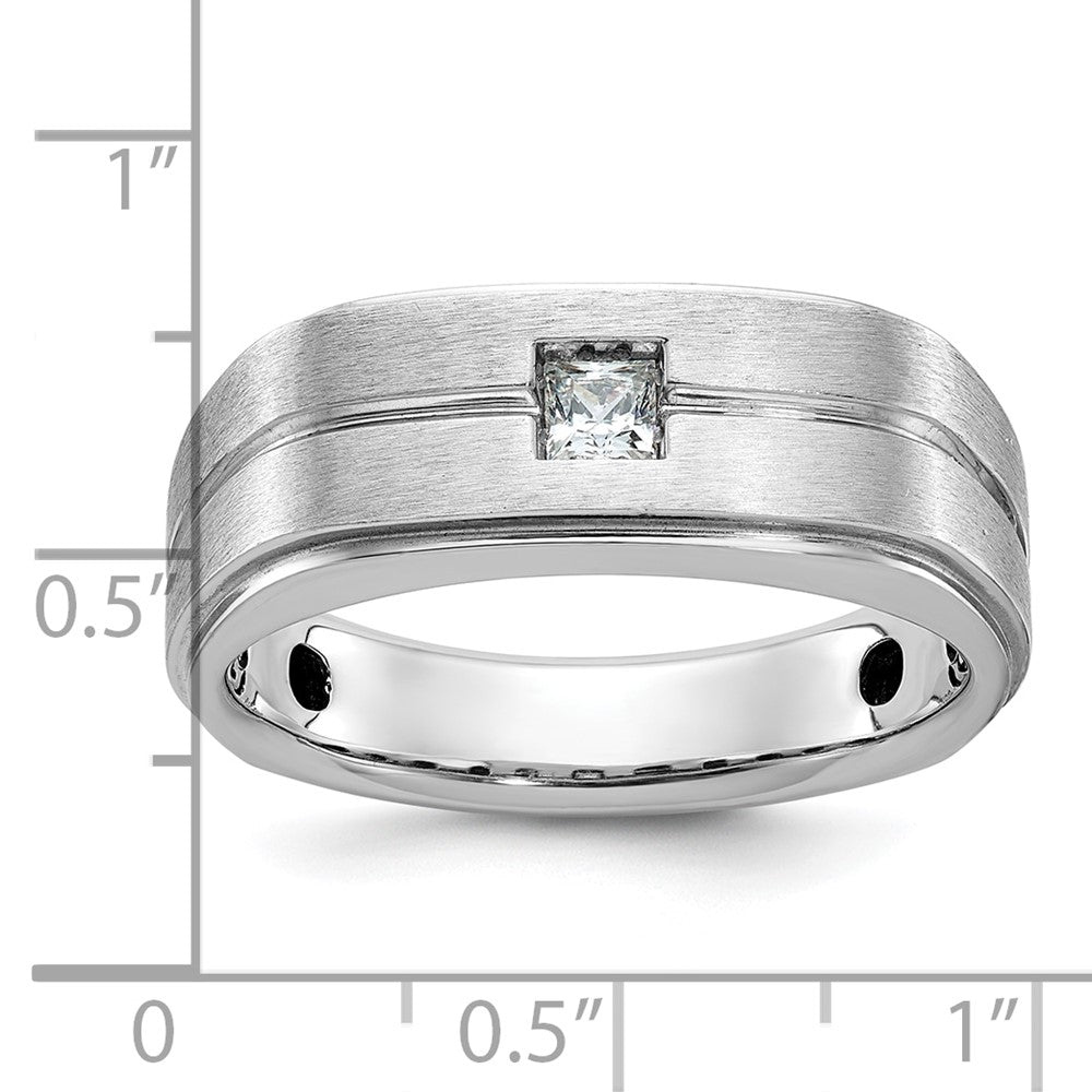 14k White Gold Men's Polished and Satin Diamond Ring Mounting
