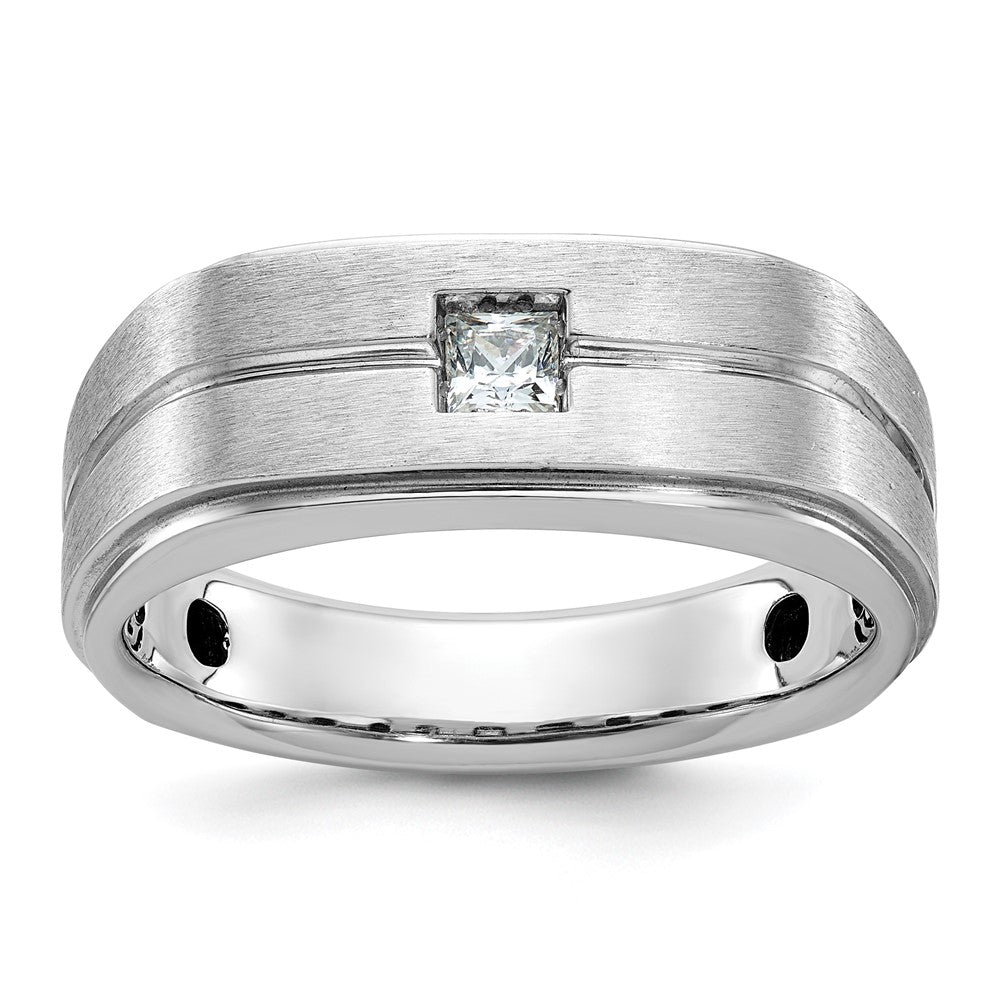 14k White Gold Men's Polished and Satin Diamond Ring Mounting
