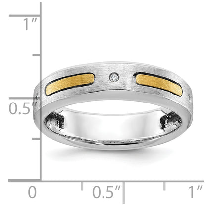 14k Two-tone Gold Men's Polished and Satin Diamond Ring Mounting
