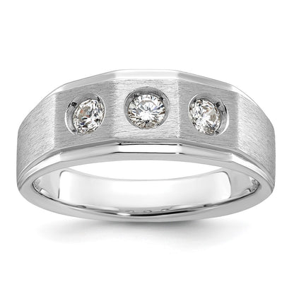 14k White Gold Men's Polished and Satin Diamond Ring Mounting