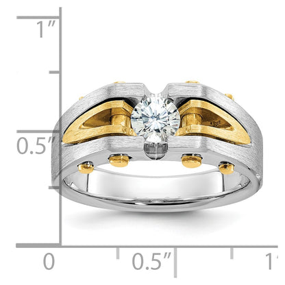 14k Two-tone Gold Men's Polished and Satin Diamond Ring Mounting