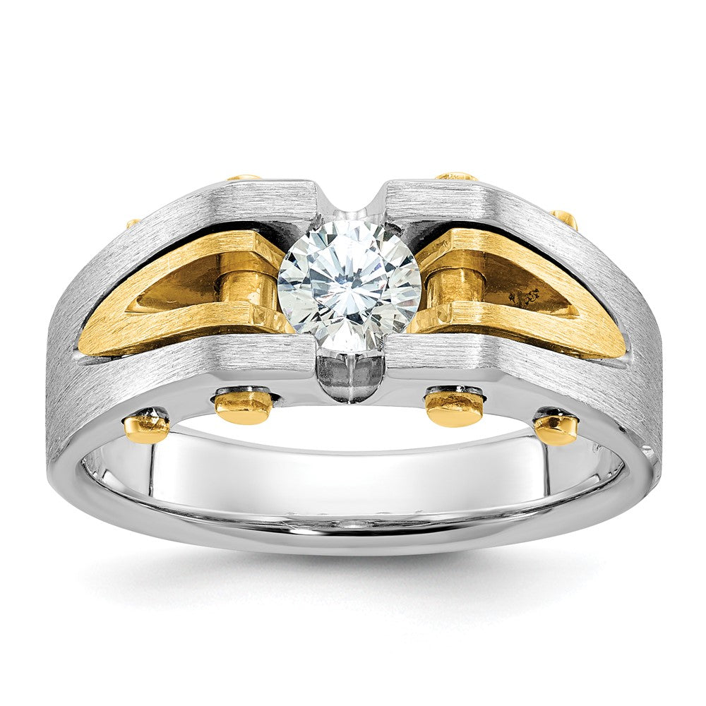 14k Two-tone Gold Men's Polished and Satin Diamond Ring Mounting
