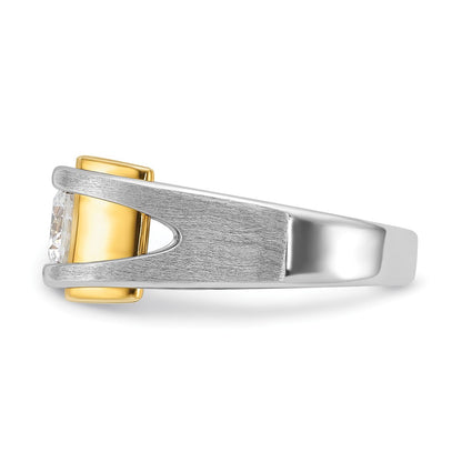 14k Two-tone Gold Men's Polished and Satin Diamond Ring Mounting