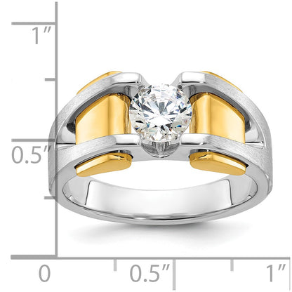 14k Two-tone Gold Men's Polished and Satin Diamond Ring Mounting