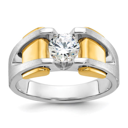 14k Two-tone Gold Men's Polished and Satin Diamond Ring Mounting