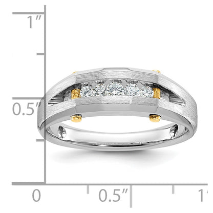 14k Two-tone Gold Men's Polished and Satin Diamond Ring Mounting