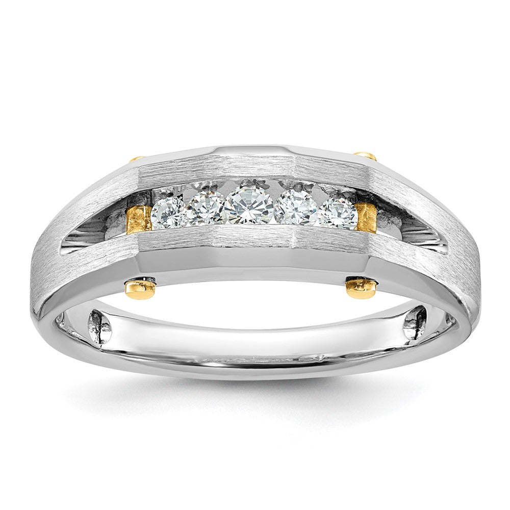 14k Two-tone Gold Men's Polished and Satin Diamond Ring Mounting