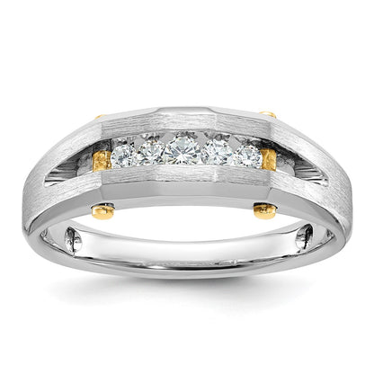14k Two-tone Gold Men's Polished and Satin Diamond Ring Mounting