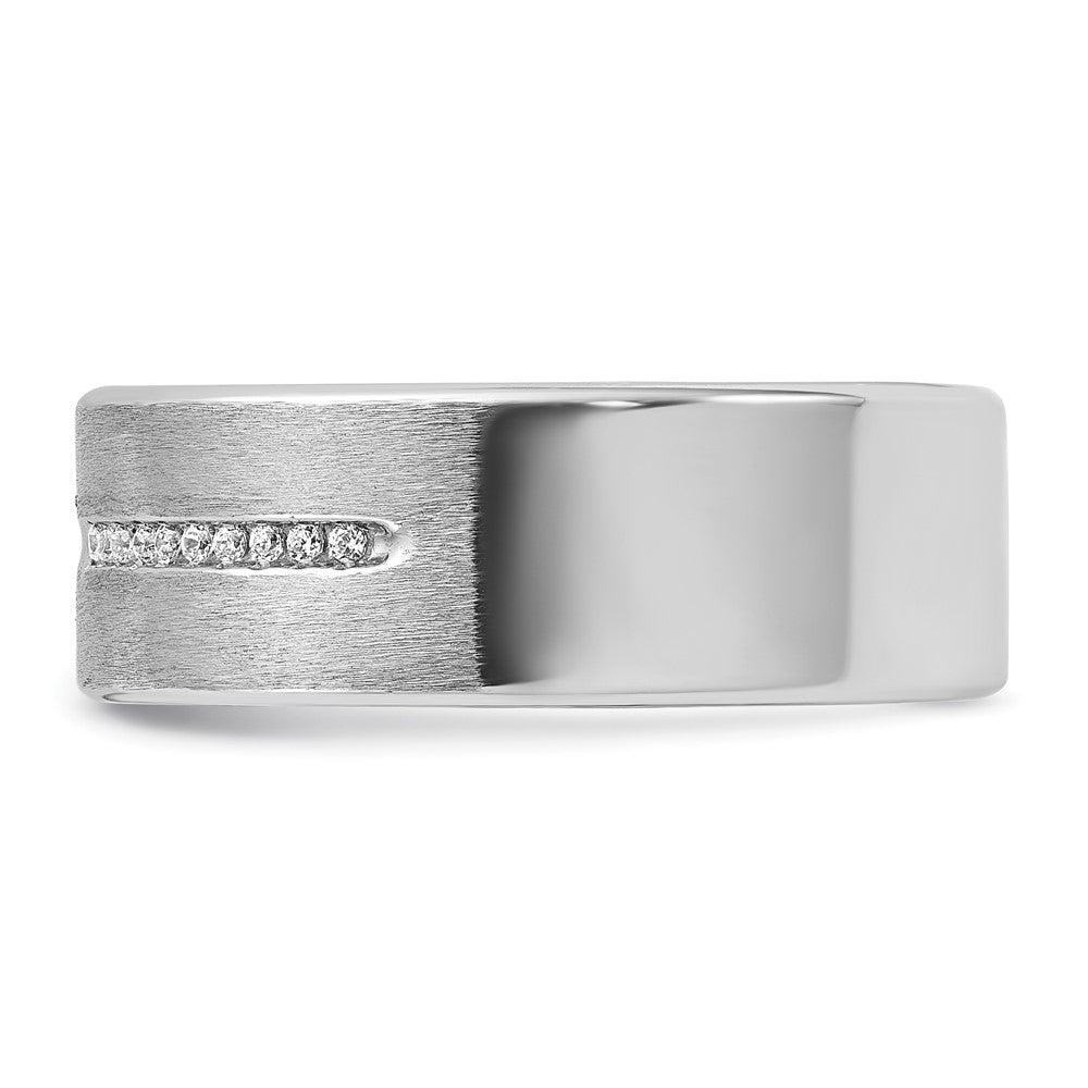 14k White Gold Men's Polished and Satin Diamond Ring Mounting