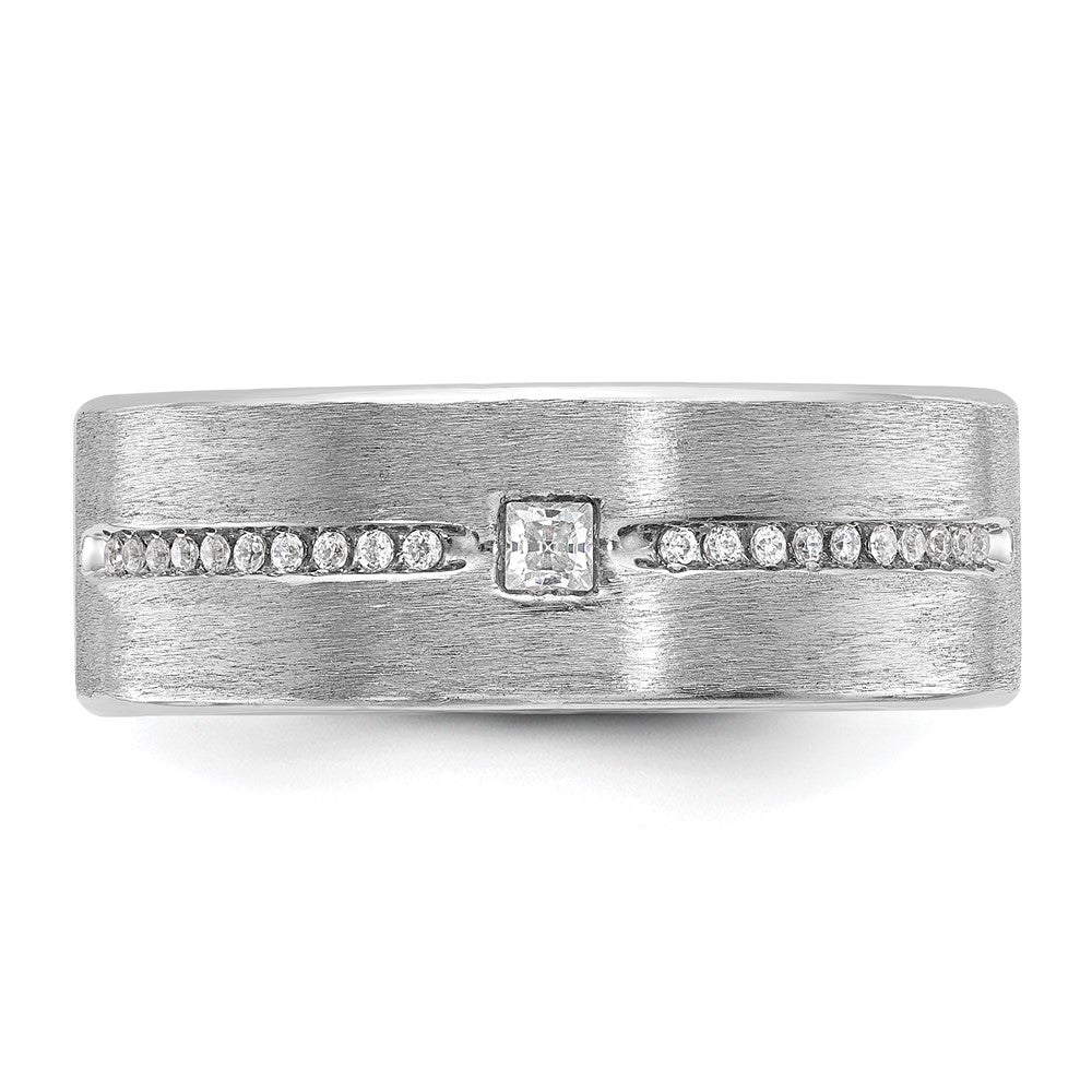 14k White Gold Men's Polished and Satin Diamond Ring Mounting